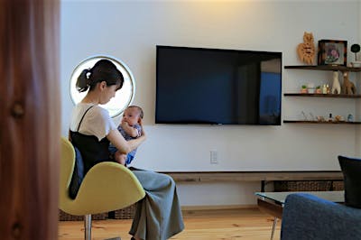 ピットリビングでくつろぐ