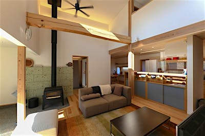 ブルーグレーの色味で統一したデザインもお気に入り。