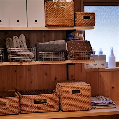 脱衣室の収納一つとっても、Y様のセンスが光る。