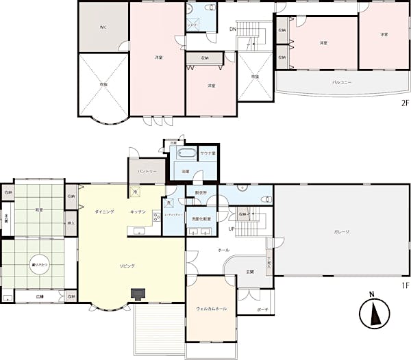 6SLDK+ウェルカムホール+インナーガレージの間取り